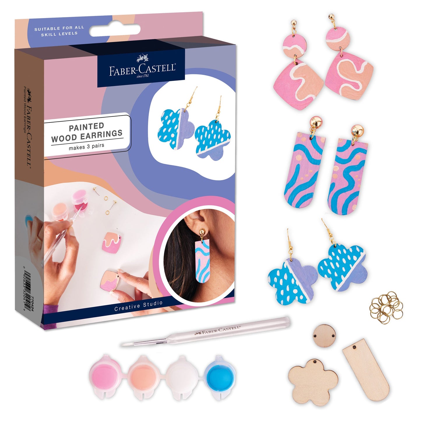 Painted Wood Earring (makes 3 pairs)