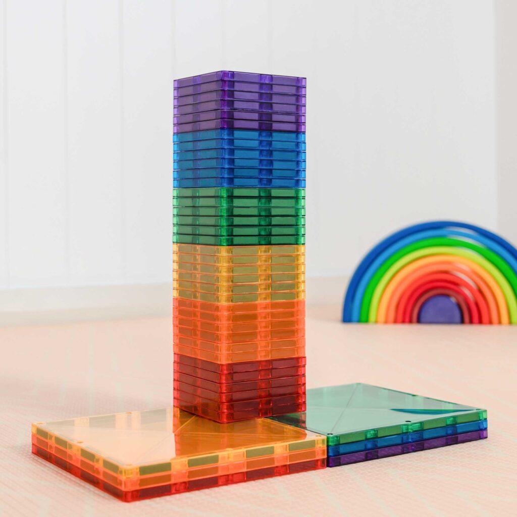 Rainbow Square Pack 42pc Magnetic Tiles
