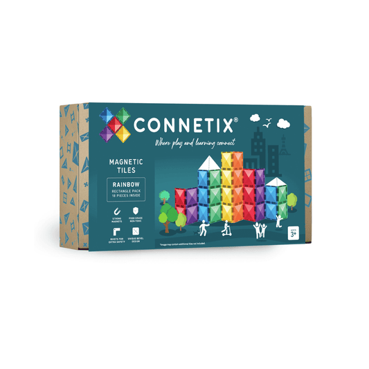 Connetix Rainbow Rectangle Pack 18pc Magnetic Tiles