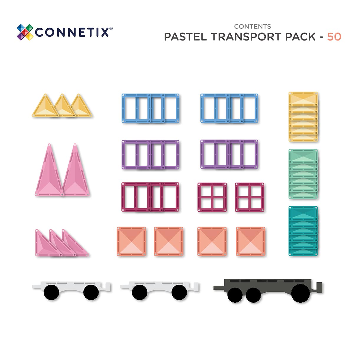 Connetix Pastel Transport Pack 50pc