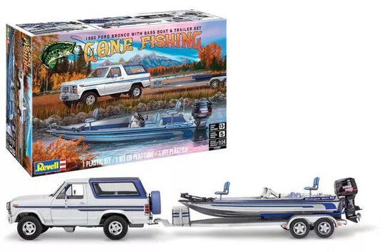 Ford Bronco with Bass Boat & Trailer Set 1980 1/24