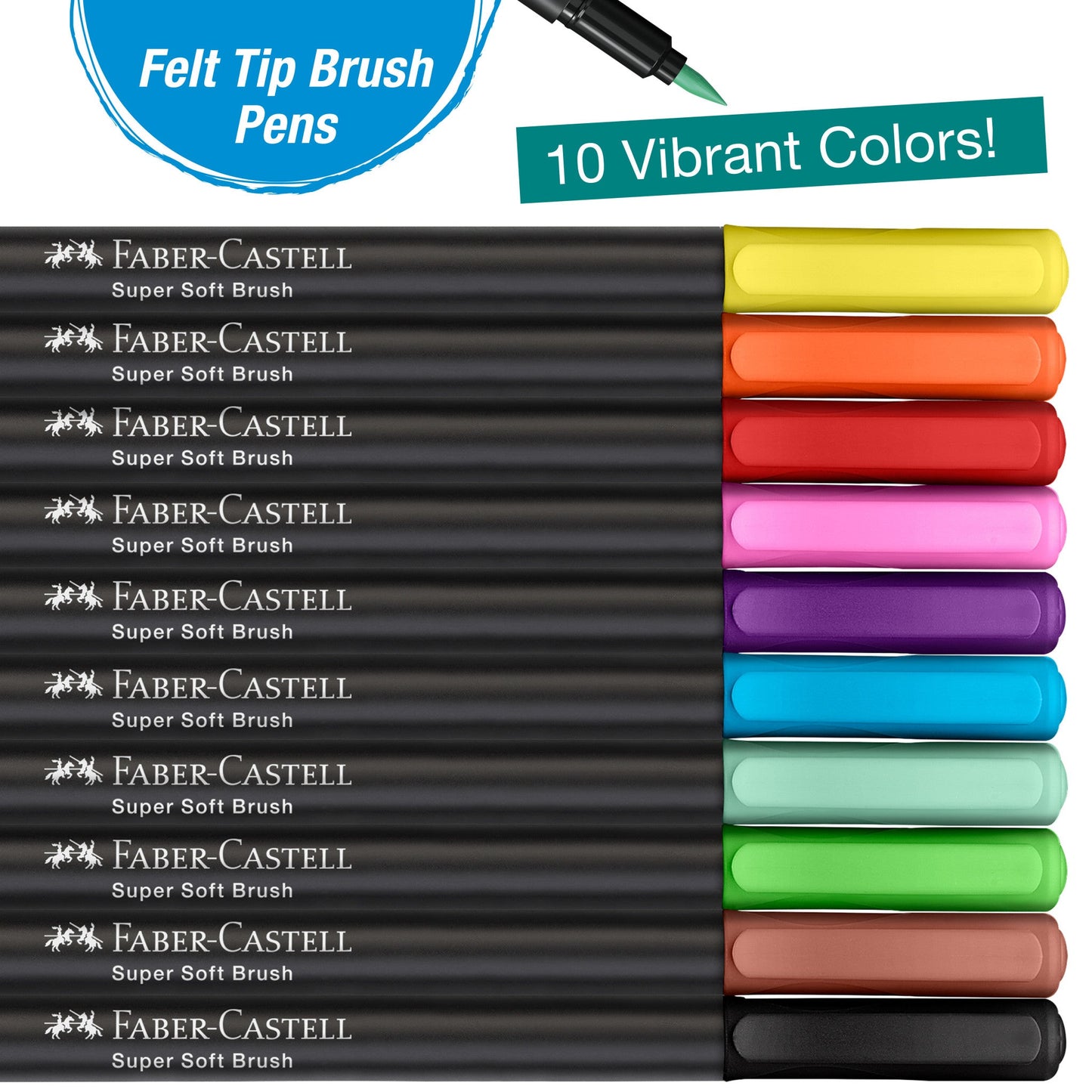 Black Edition Felt Tip Pen with Soft Brush (10 colors)