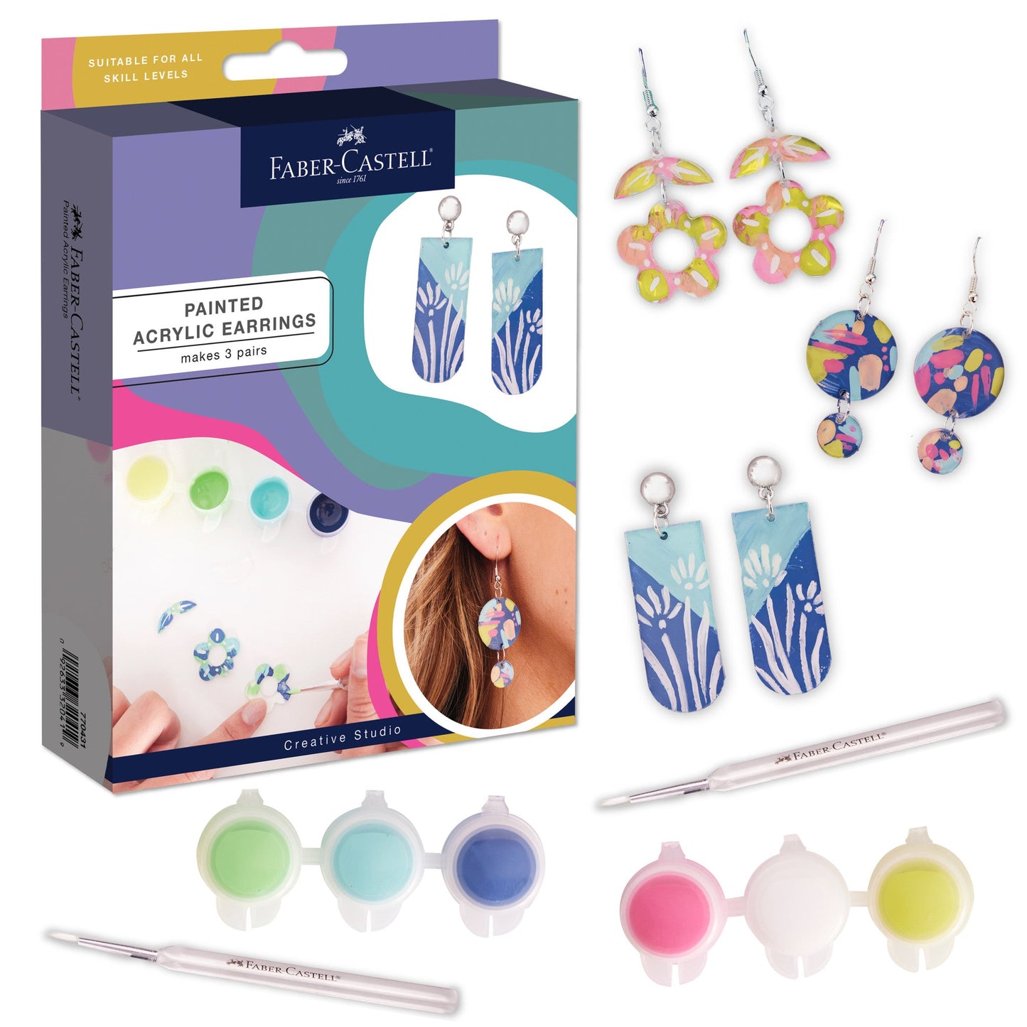 Painted Acrylic Earrings (makes 3 pairs)