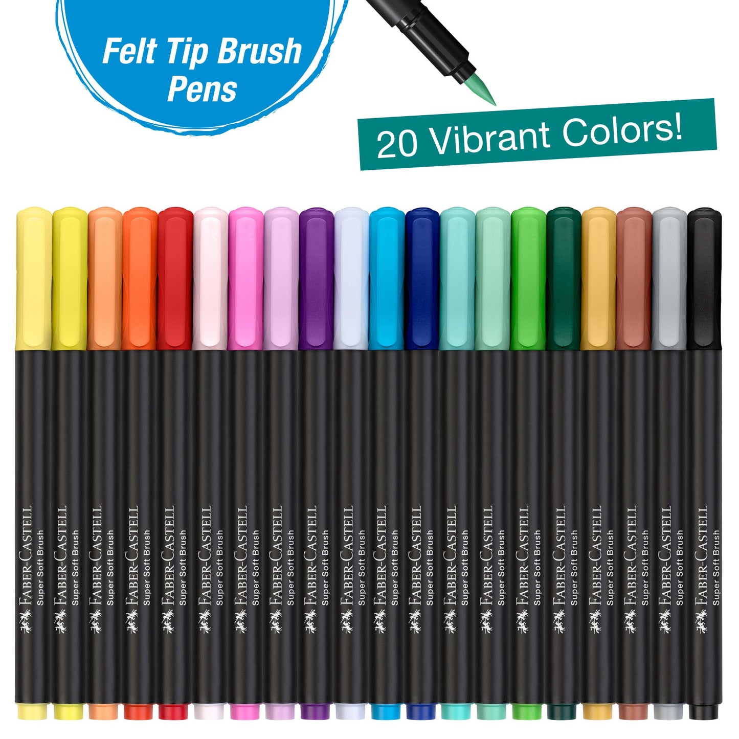 Black Edition Felt Tip Pen with Soft Brush (20 Colors)