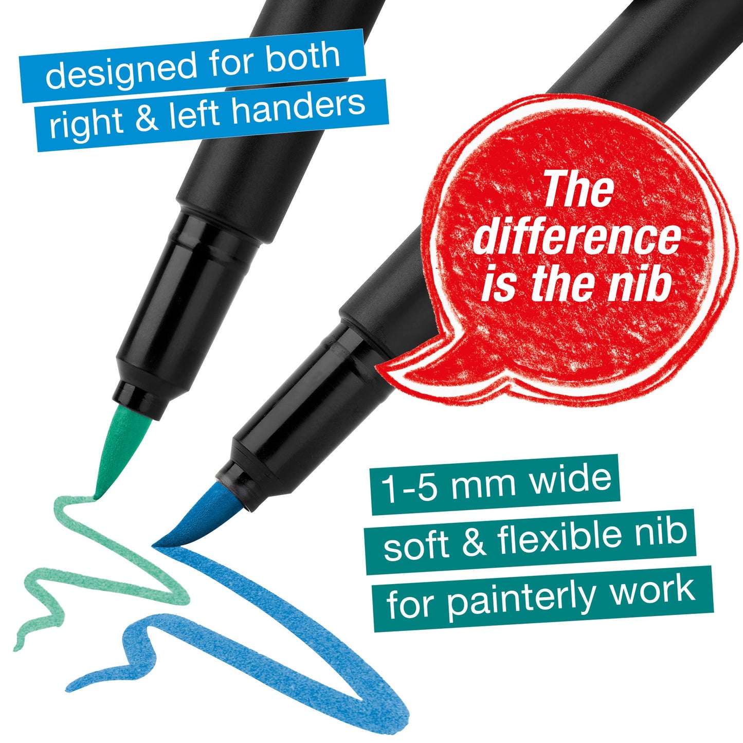 Black Edition Felt Tip Pen with Soft Brush (10 colors)
