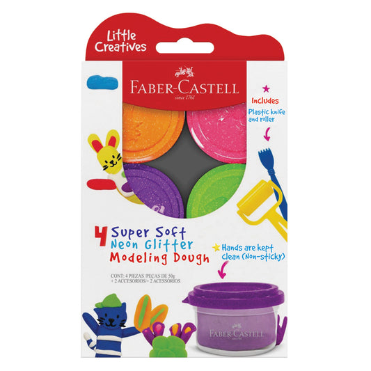 Little Creatives Neon Glitter Modelling Clay 4pc 50gm