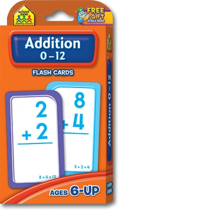 ADDITION 0-12 FLASHCARDS AGES 6+