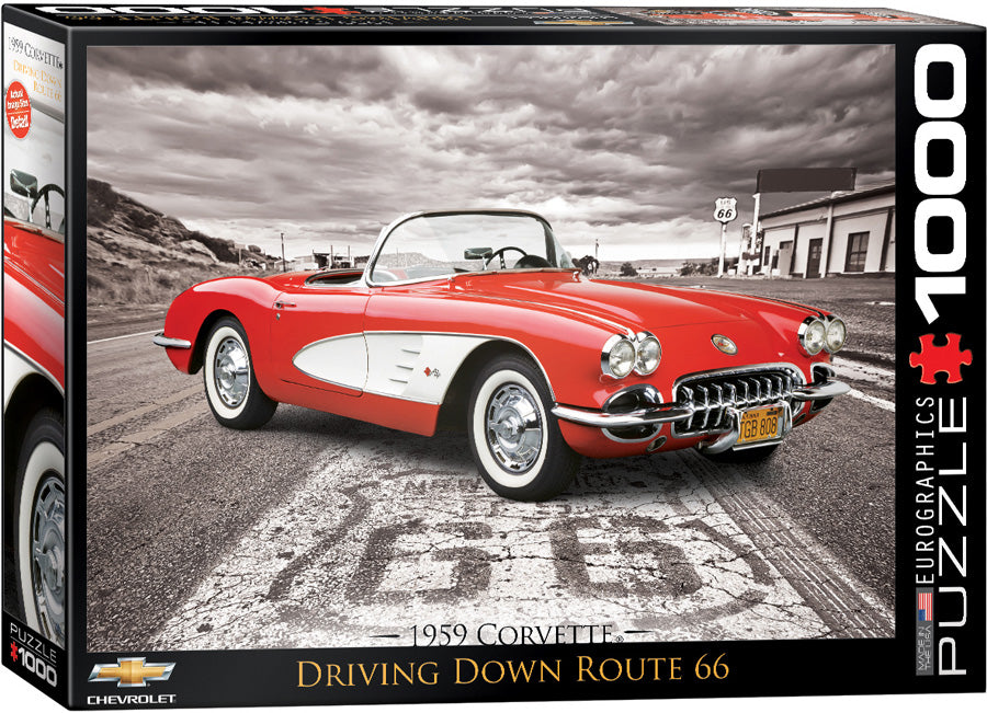 59 Corvette Driving Down Route 66 1000pc