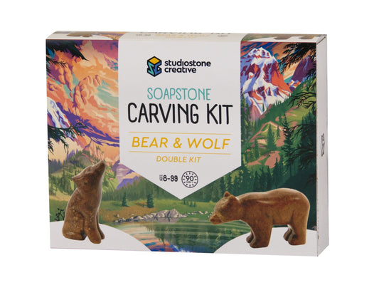 Soapstone Carving Kit Bear & Wolf