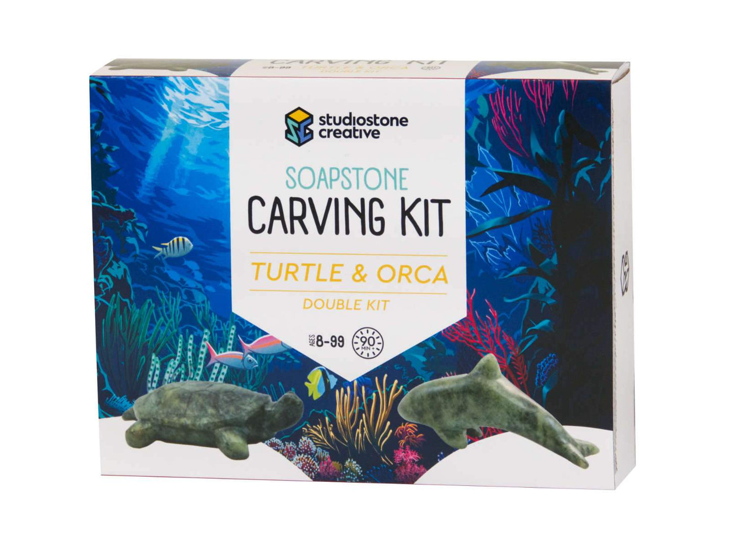 Soapstone Carving Kit Turtle & Orca