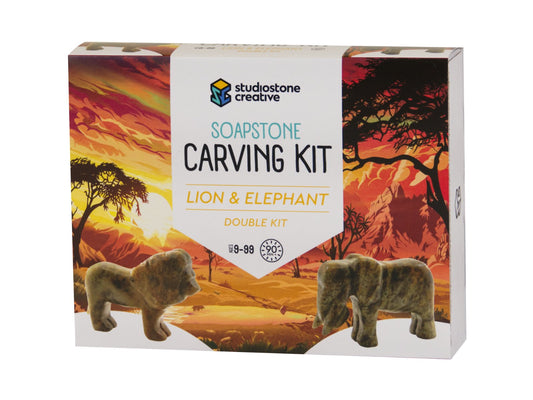 Soapstone Carving Kit Lion & Elephant