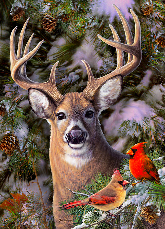 One Deer Two Cardinals 500pc