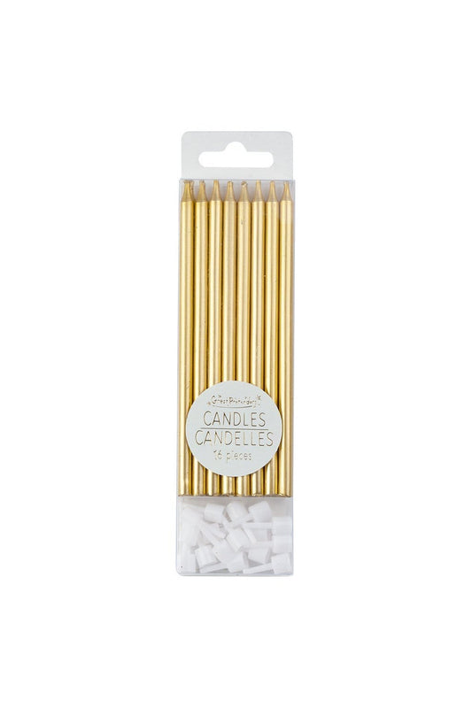 Metallic Gold Candles 16pc
