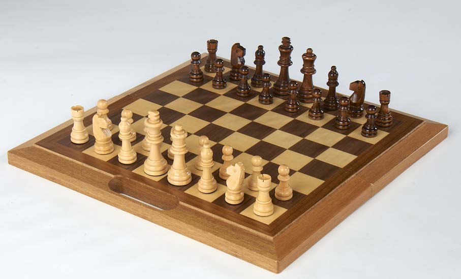 Wooden Chess Set with Folding Handle