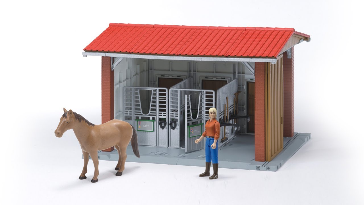 Horse Stable with Woman, Horse & Acces.