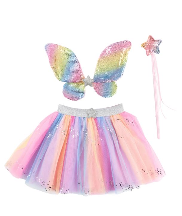 Rainbow Sequins Skirt w/ Wings & Wand 4