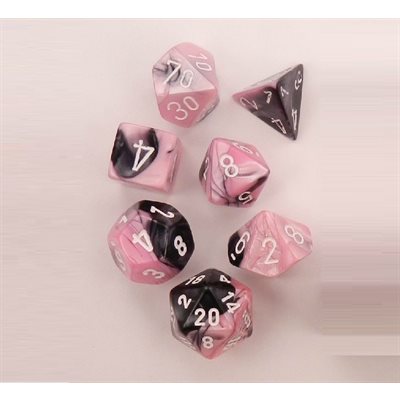 Gemini 7pc Black-Pink/White Dice