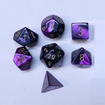 Gemini 7pc Black-Purple/Gold Dice