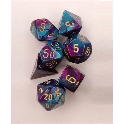 Gemini 7pc Purple-Teal/Gold Dice