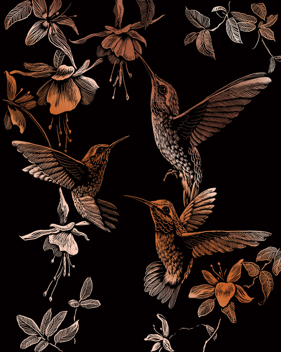 Copper Foil Hummingbird Trio