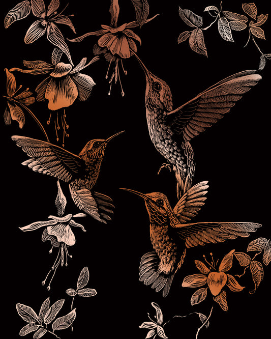 Copper Foil Hummingbird Trio