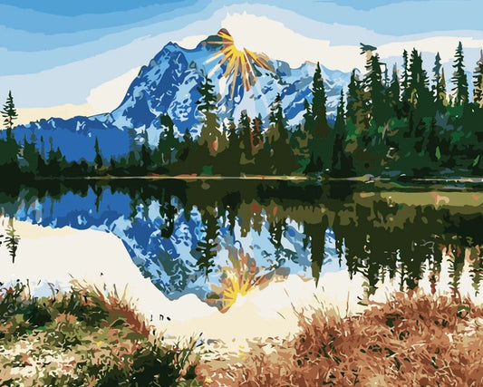 Reflection of Mountain on Lake 15.7X19.6