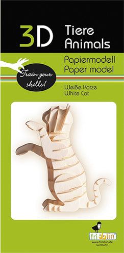 3D Paper Model White Cat