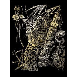 GOLD FOIL LEOPARD IN A TREE