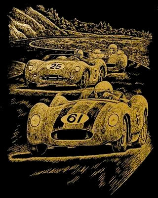 GOLD FOIL NOSTALGIC RACE CARS
