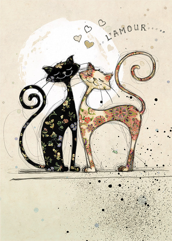 Black Ink Two Love Cats Card