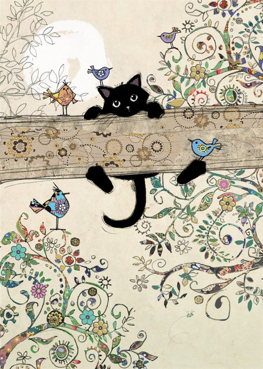 Black Inks Cat on a Branch Card