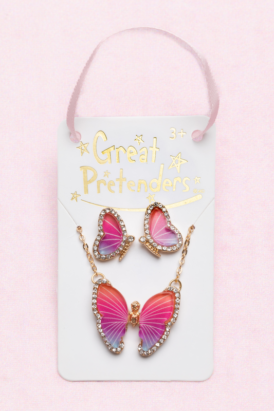 Boutique Butterfly Necklace & Studded Earrings