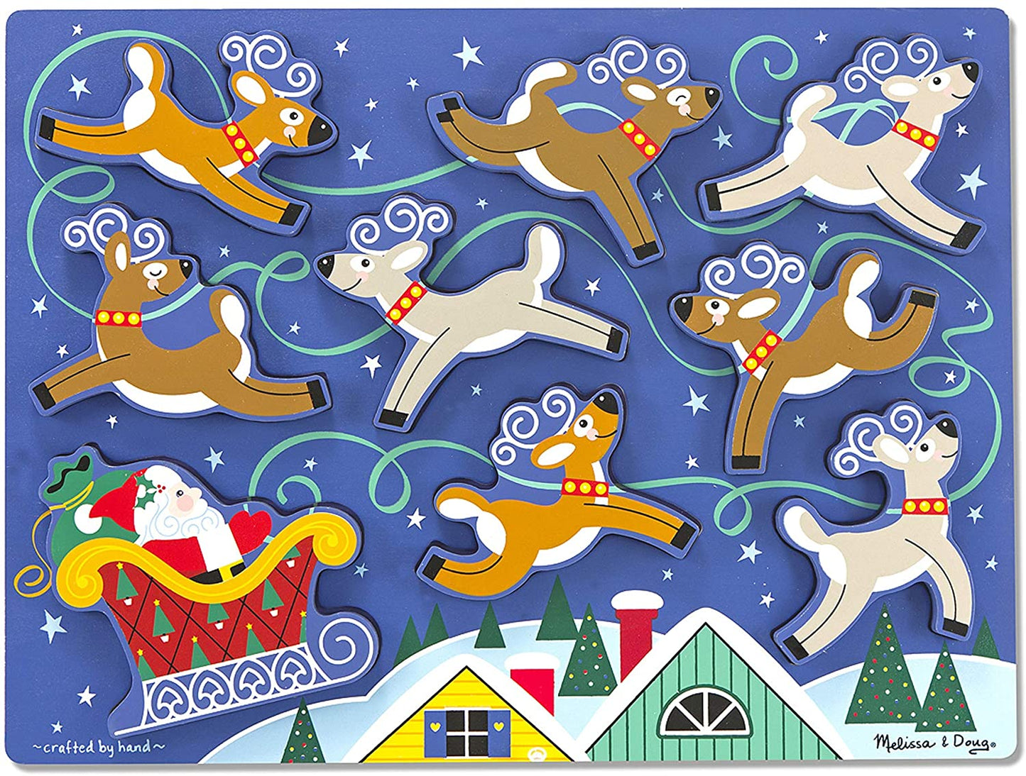 Santa & Reindeer Wooden Chunky