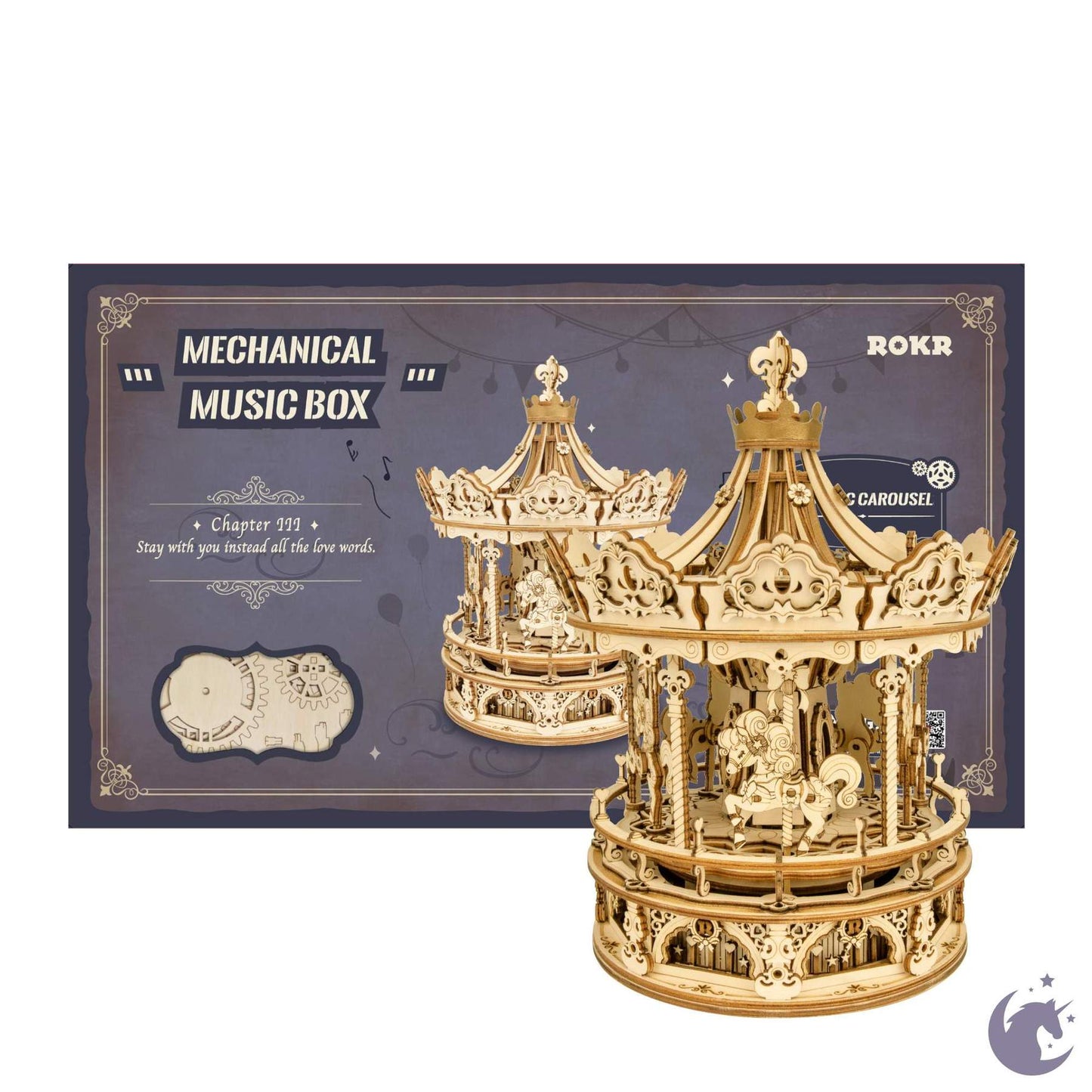 DIY Wooden Music Box Romantic Carousel