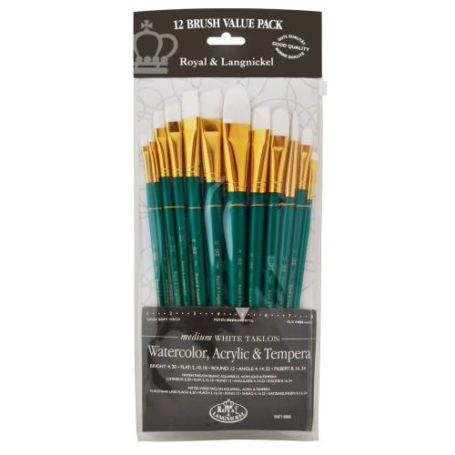 White Taklon Filbert Variety Set 12pc