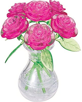 3D Crystal Puzzle Pink Roses in Vase 1